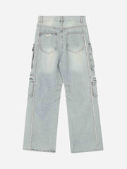 Washed Multi-pocket Work Jeans - 1830
