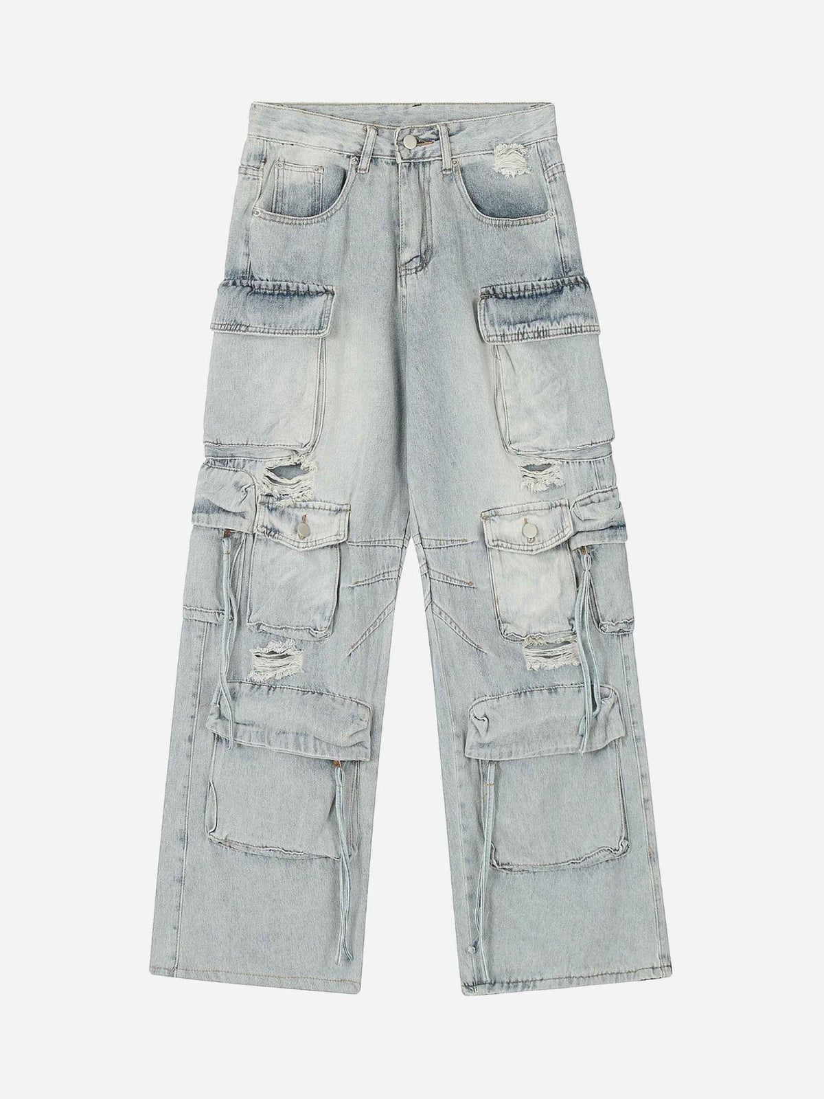 Washed Multi-pocket Work Jeans - 1830