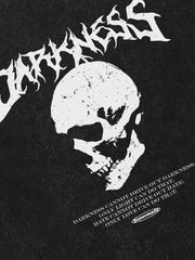 T-shirt imprimé tête de mort délavé 