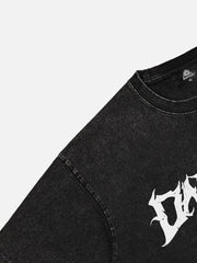 T-shirt imprimé tête de mort délavé 