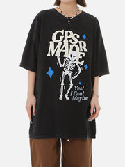 T-shirt imprimé tête de mort délavé 