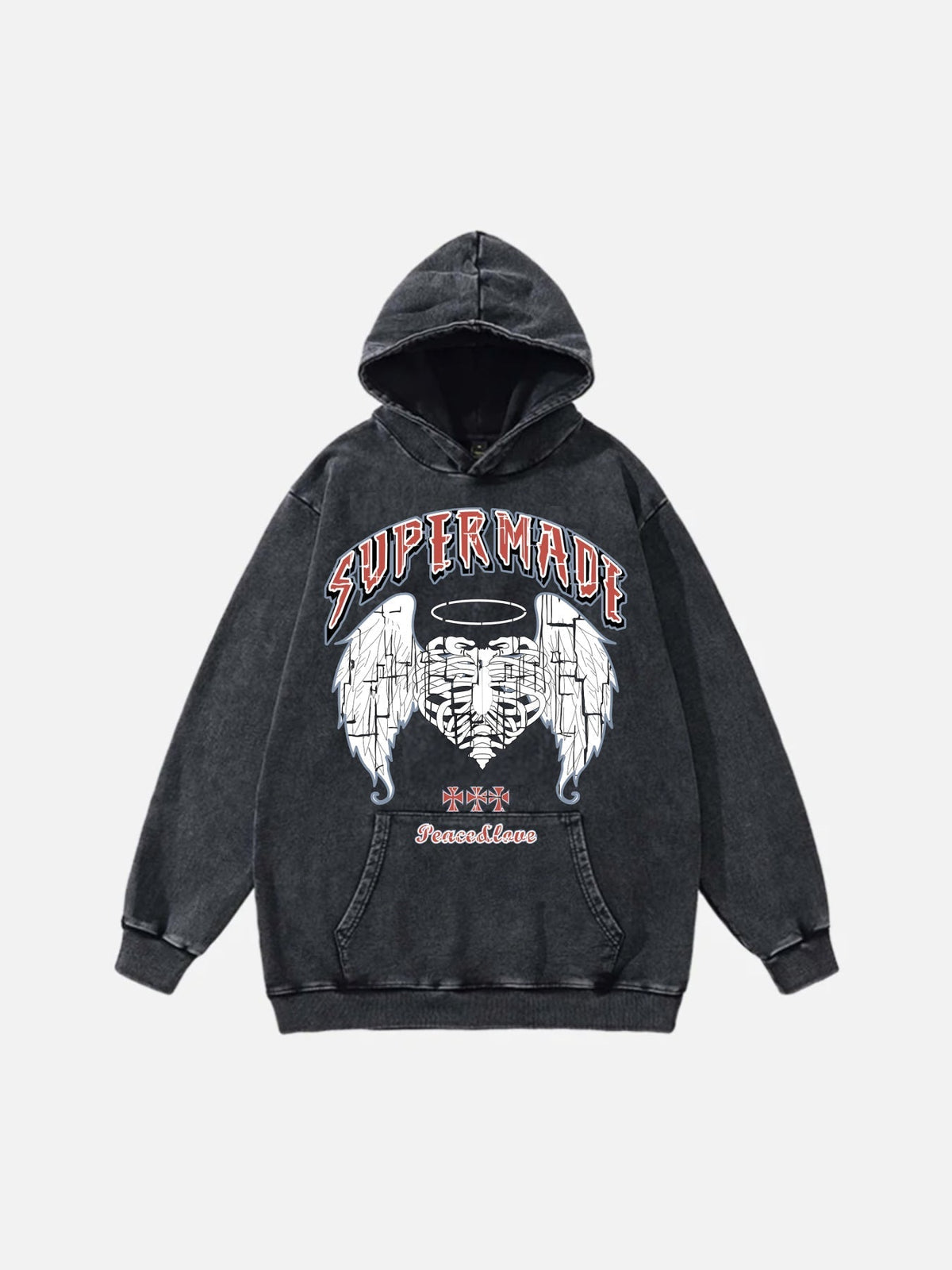 Washed Skull Wings Hoodie - 1780