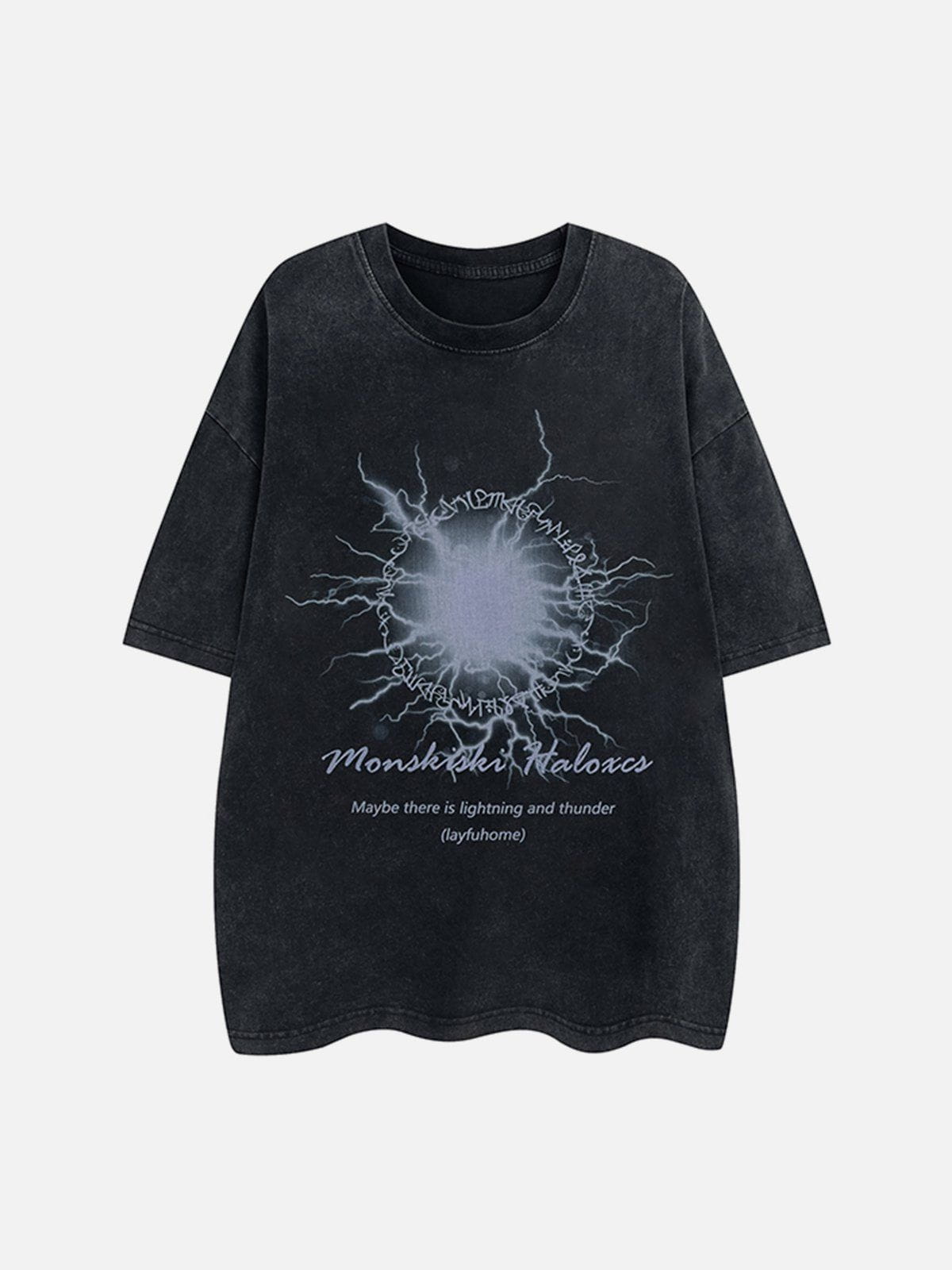 T-Shirt mit verwaschenem Vintage-Blitz-Print 