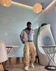 Wasteland Style Washed Distressed Thickened Pocket Cargo Trousers - 1926