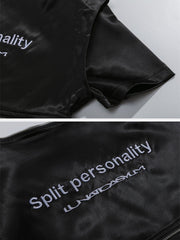 T-shirt zippé à broderie patchwork 