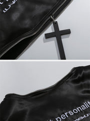 T-shirt zippé à broderie patchwork 