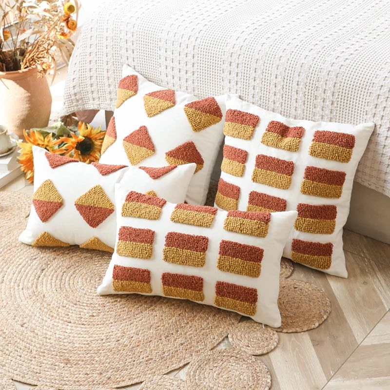 Ochre Tufted Cushion Cover