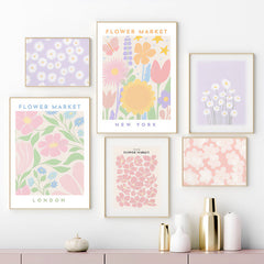 Pastel Flowers Canvas Poster