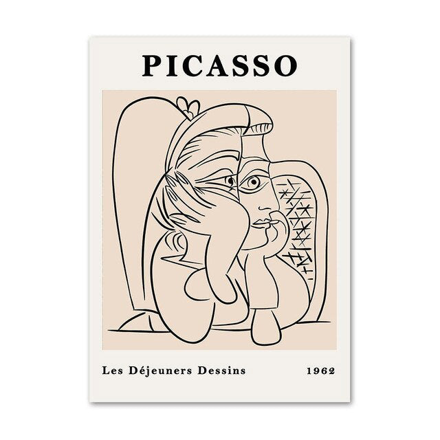 Picasso Outline Art Canvas Posters