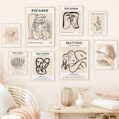 Picasso Outline Art Canvas Posters