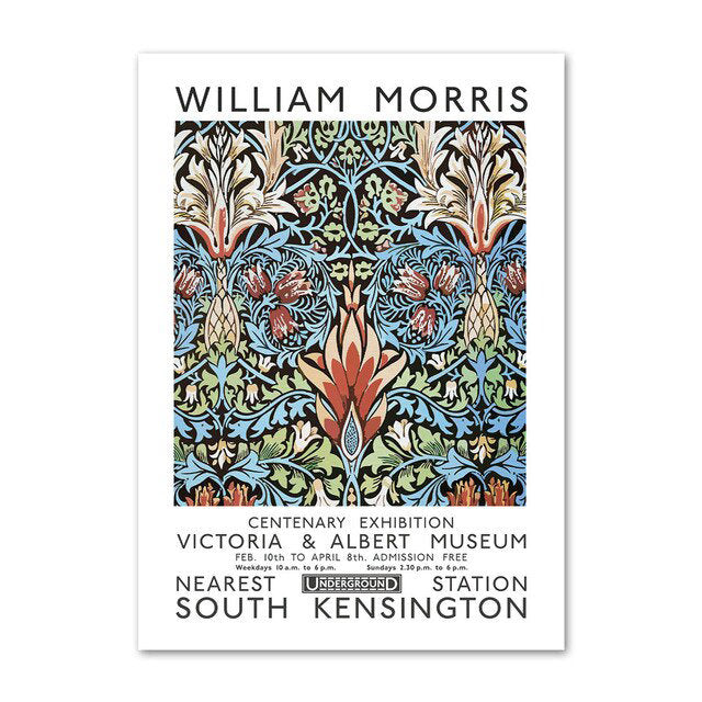 WM Blue Floral Art Canvas Posters