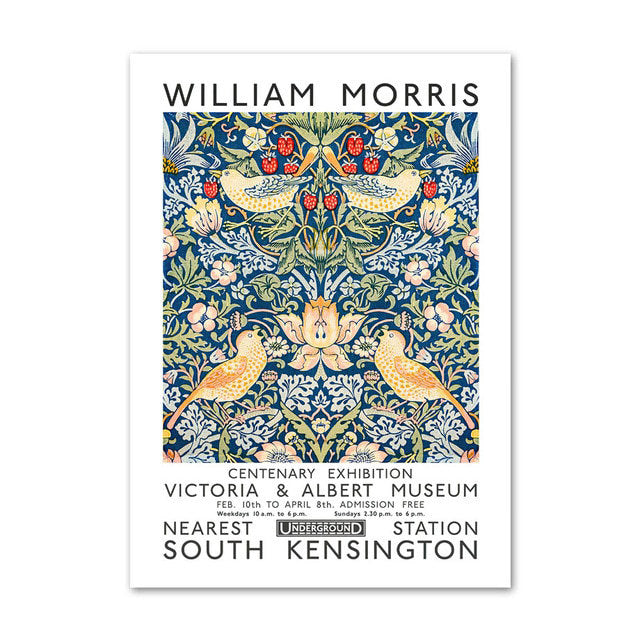 WM Blue Floral Art Canvas Posters