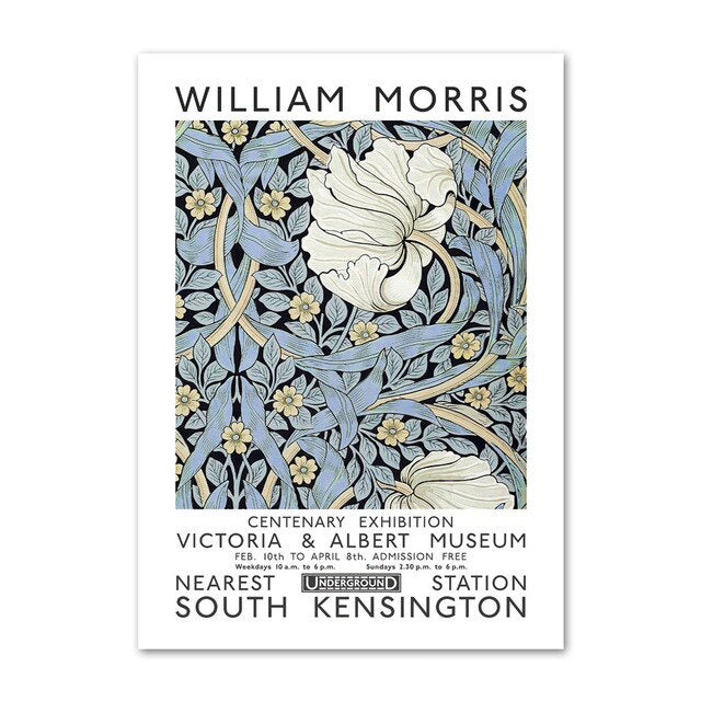 WM Blue Floral Art Canvas Posters