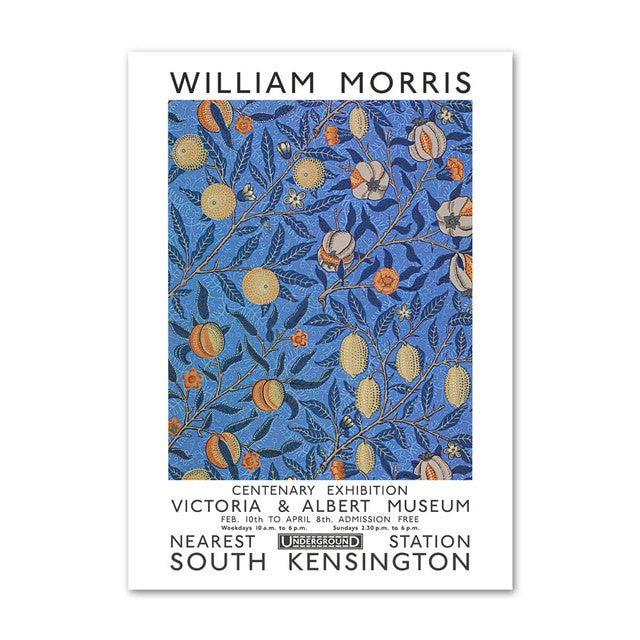 WM Blue Floral Art Canvas Posters