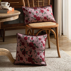 Retro Red Rose Zipper Pillowcase