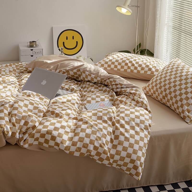 Small Checkered Bedding Duvet Cover Set