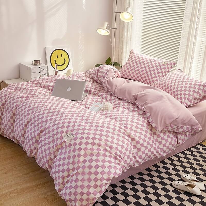 Small Checkered Bedding Duvet Cover Set