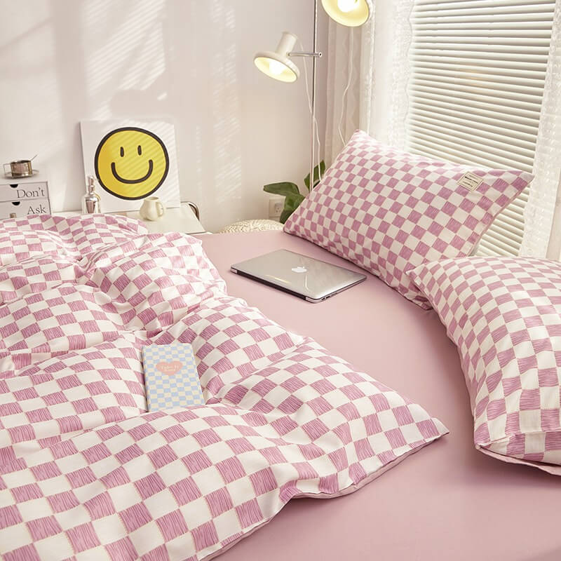 Small Checkered Bedding Duvet Cover Set