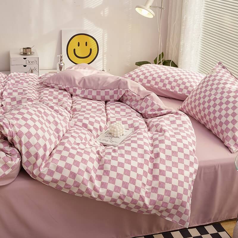 Small Checkered Bedding Duvet Cover Set