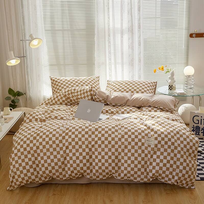 Small Checkered Bedding Duvet Cover Set