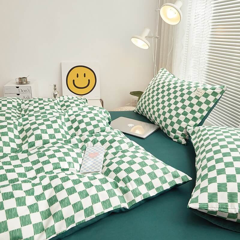 Small Checkered Bedding Duvet Cover Set