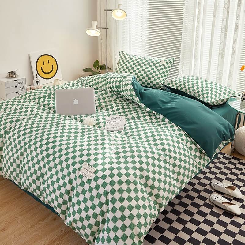 Small Checkered Bedding Duvet Cover Set