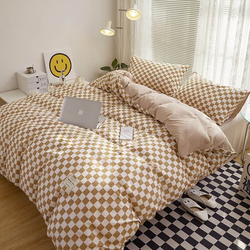 Small Checkered Bedding Duvet Cover Set