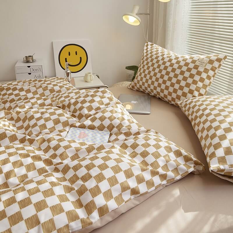 Small Checkered Bedding Duvet Cover Set