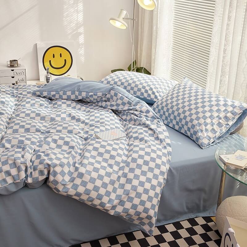 Small Checkered Bedding Duvet Cover Set