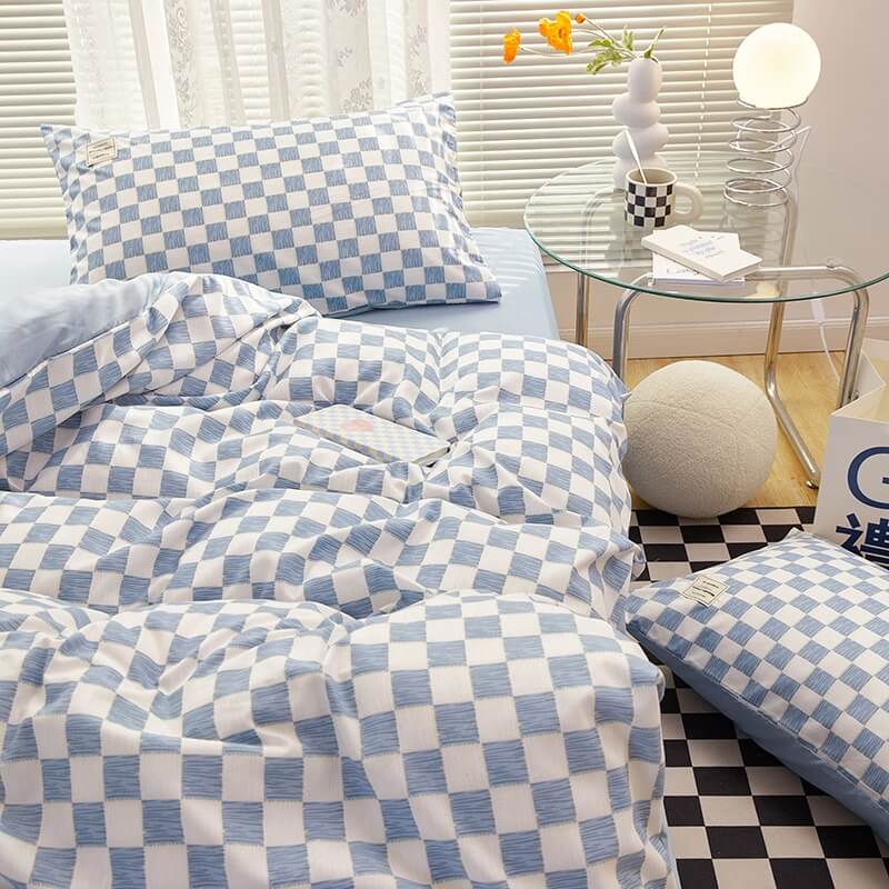 Small Checkered Bedding Duvet Cover Set