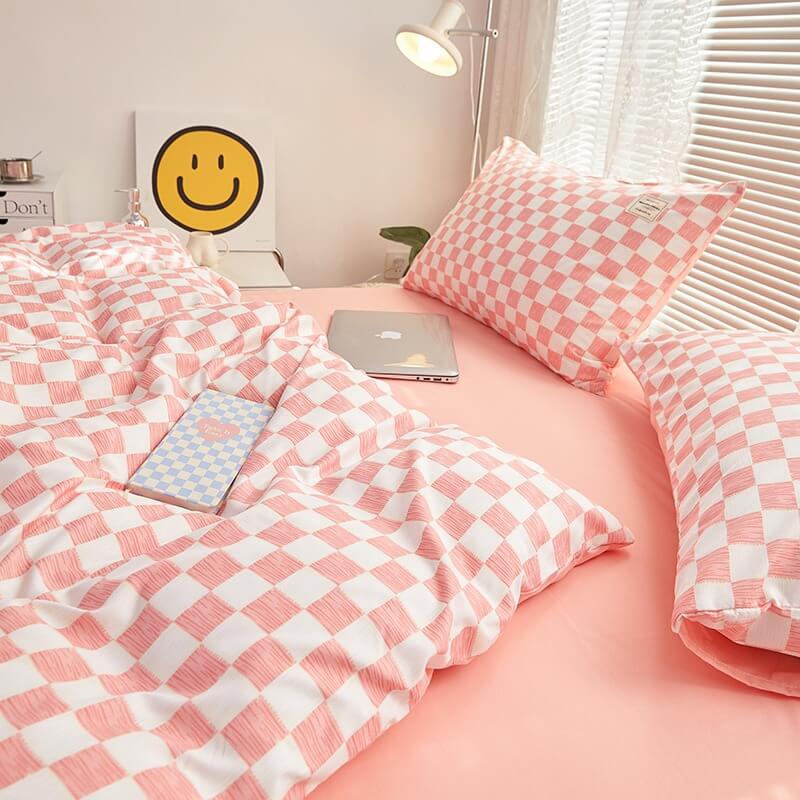 Small Checkered Bedding Duvet Cover Set