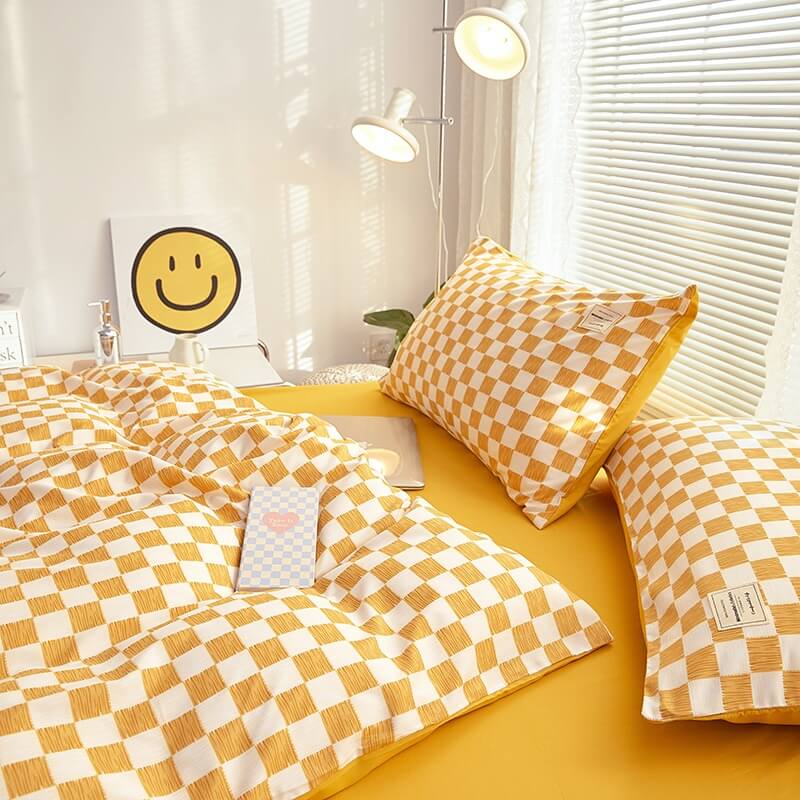 Small Checkered Bedding Duvet Cover Set