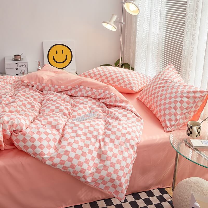 Small Checkered Bedding Duvet Cover Set