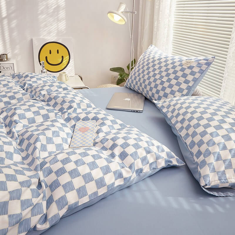 Small Checkered Bedding Duvet Cover Set