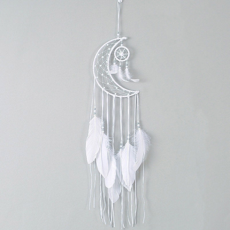 White Moon Feather Dreamcatcher