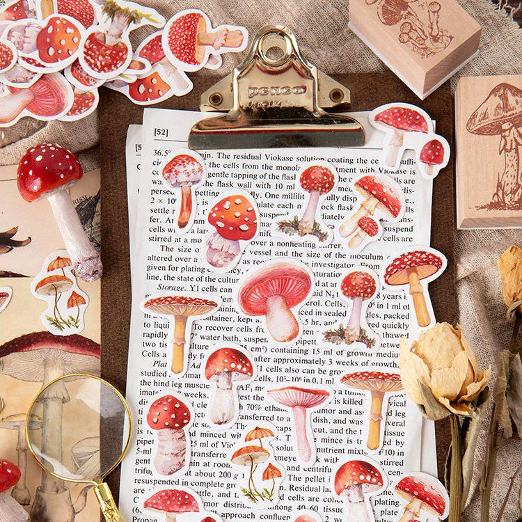 Vintage Red Mushroom Stickers