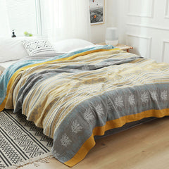 Cotton Wheat Ear Print Reversible Quilt