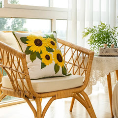 Aesthetic Sunflowers Embroidered Cushion Cover