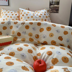 Autumn Pumpkins Print Fall Bedding Set