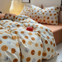 Autumn Pumpkins Print Fall Bedding Set