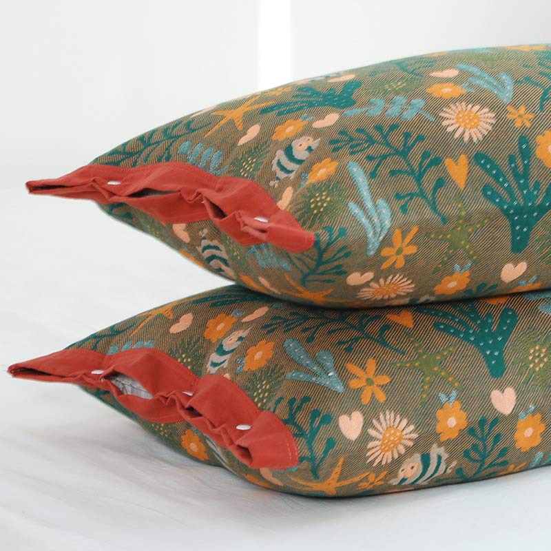 Rural Flower Pattern Pillowcases Pillow Covers (2PCS)