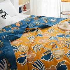 Bohemian Flower Print Double Side Quilt