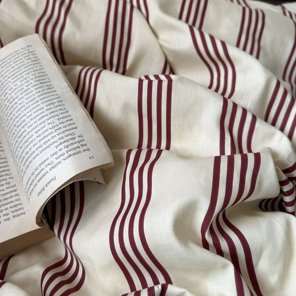 Beige & Brown Vintage Striped Bedding Set