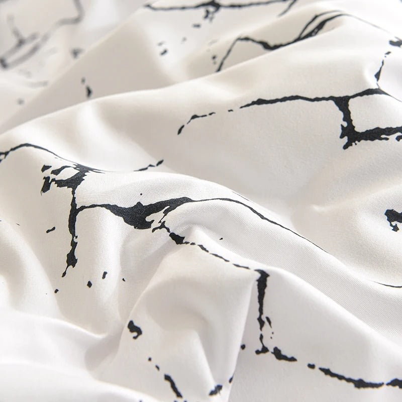 White Stone with Black Veins Bedding Set