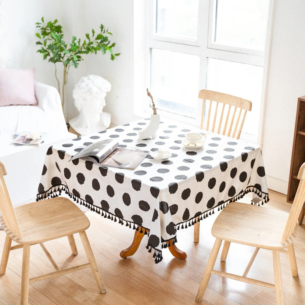 B&W Polka Dot Tablecloth