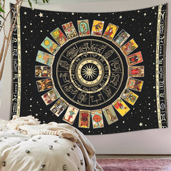 Black Tarot Cards Mandala Tapestry