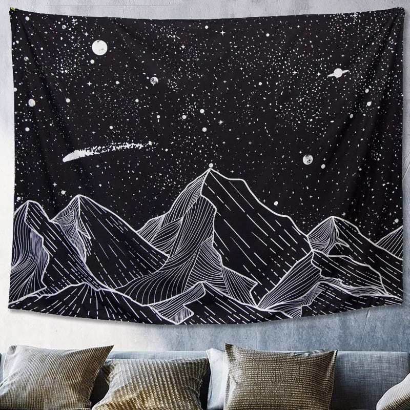 Starry Night Mountains Tapestry