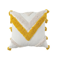 Blue & Yellow Themed Tufted Cushion Cover