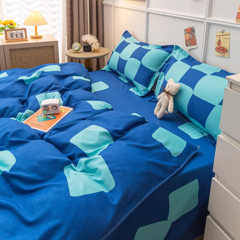 Blue Checker Bedding Set