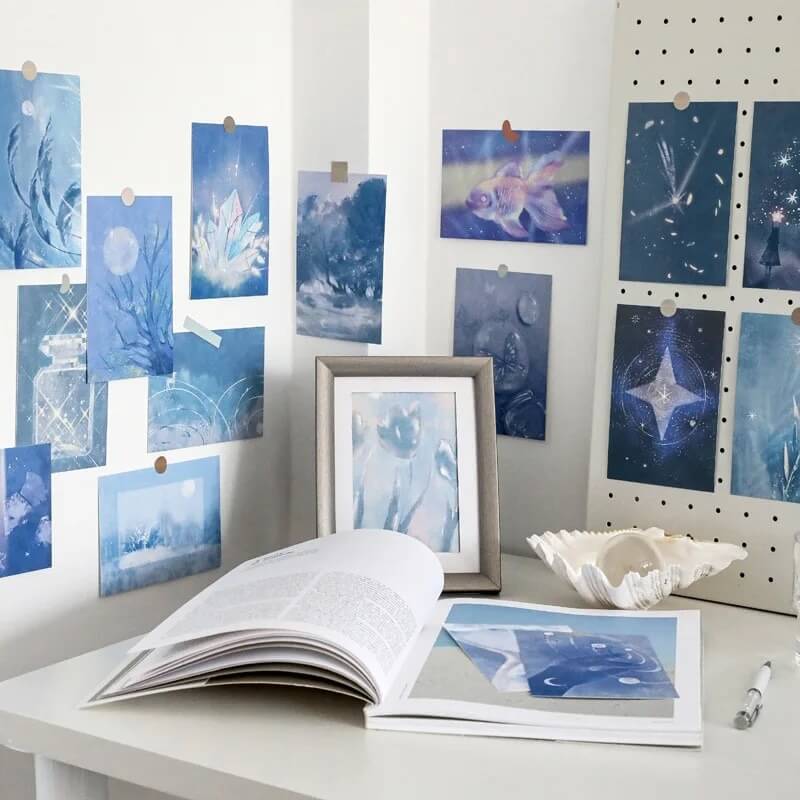 Blue Magic Crystals Wall Collage Cards